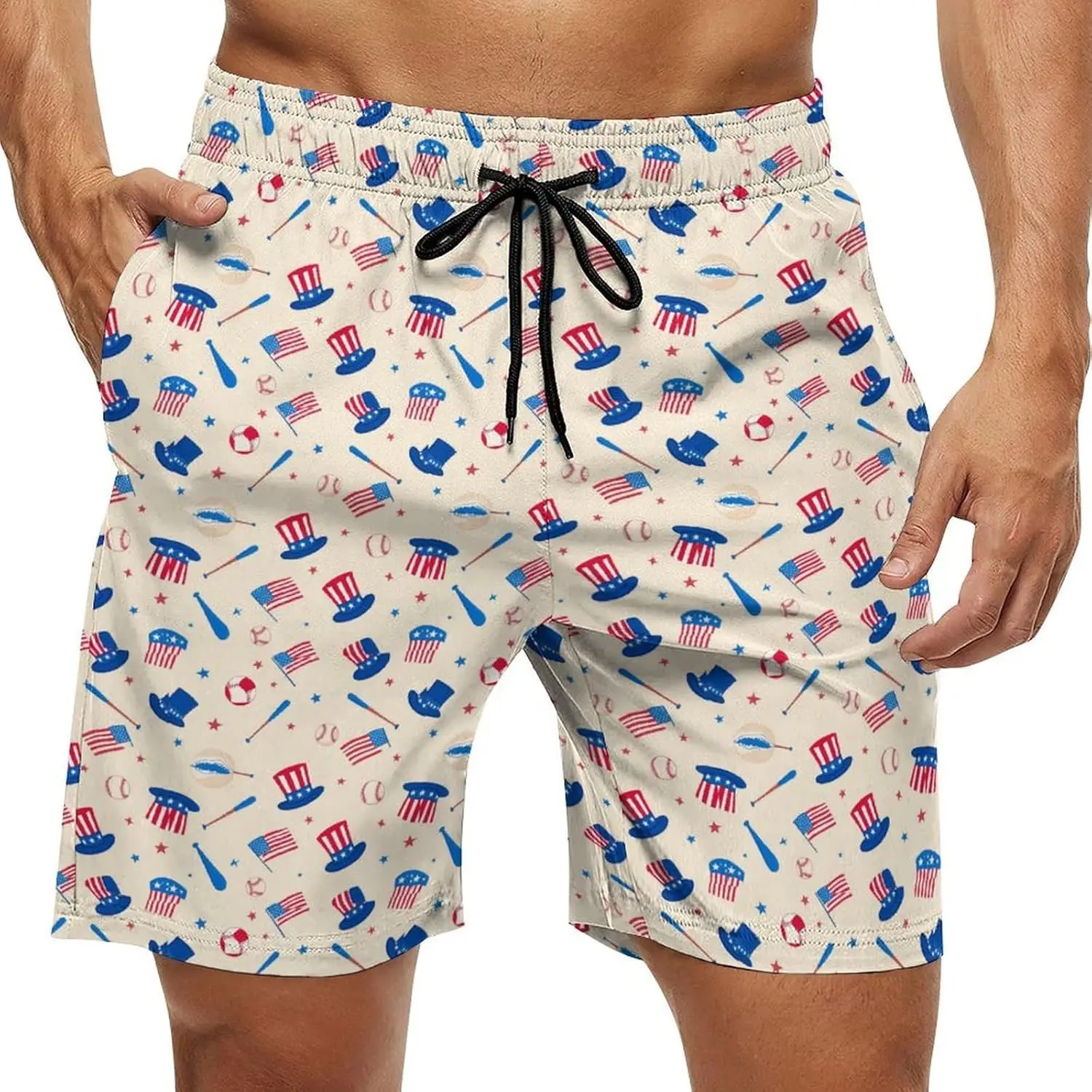 Men Trunks Breathable Quick Dry Mesh Lining Summer Holiday Beach Board Shorts