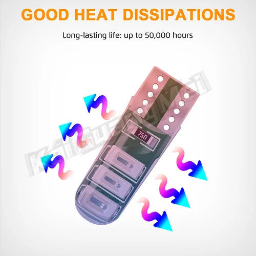 Imagen 2 del producto 2/10 Uds T10 W5W luz LED Canbus para lámpara de lectura Interior de coche bombillas de señal de giro parpadeantes lente de sílice luces de circulación diurna 12V