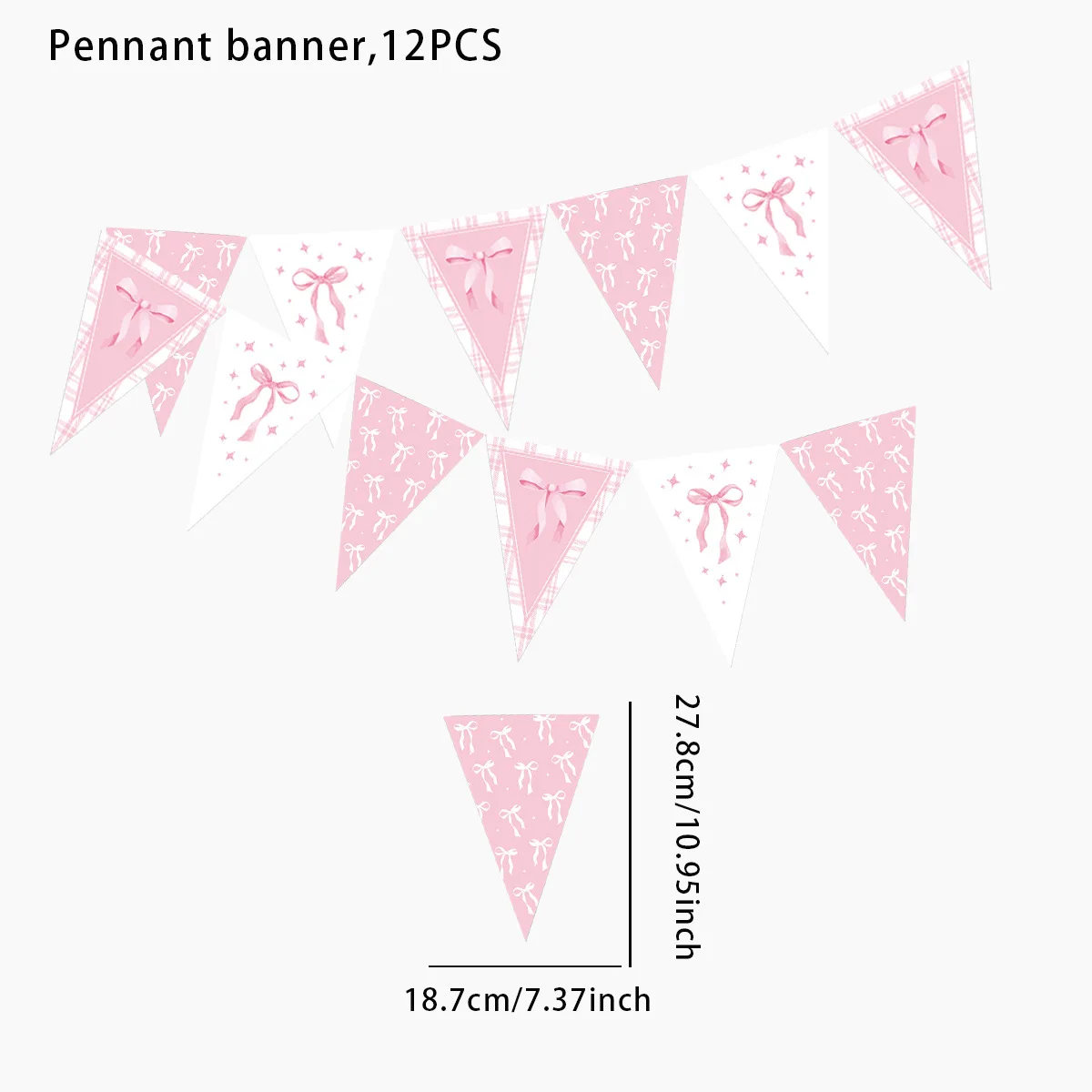 Rosa Schleifenbanner „Happy Birthday“ Girlande Hintergrunddekoration Schleifenflaggen Hängewirbel für Babyparty Mädchen Partyzubehör – Detail 3
