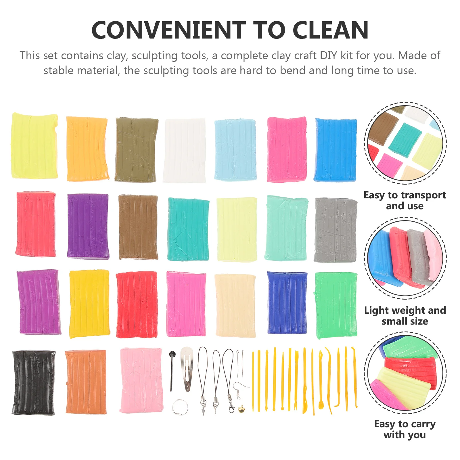 1 conjunto de kit de artesanato de argila diy com argila de polímero e ferramentas de escultura para projetos de modelagem de assar no forno conjunto de escultura colorida para brincos