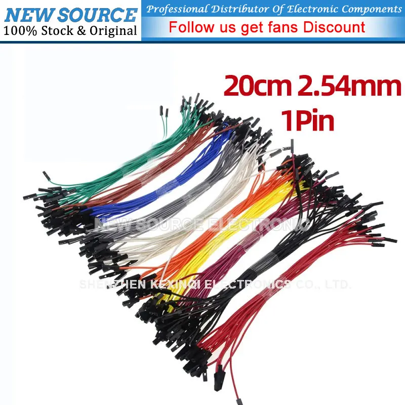 10pcs 1Pin Dupont Jumper Wire Line 20cm 2.54mm Male Female Electronic Cable For Arduino DIY Red Yellow Green Yellow Blue Black