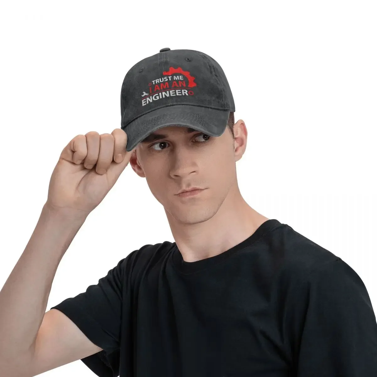 Trust Me I Am Engineer Baseball Cap Red Logo High Quality Washed Trucker Hat Unisex Men Classic Design Snapback Cap