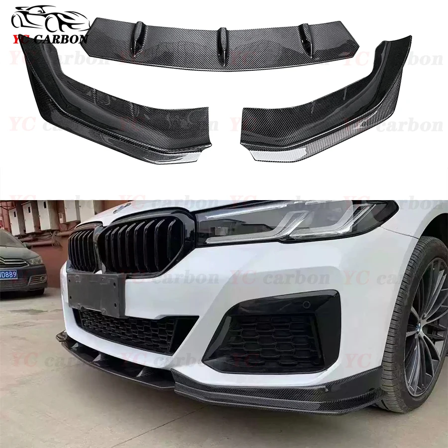 For BMW 5 Series G30 G38 530i 540i FD Style 2021+ Carbon Fiber Car Front Bumper Diverter Spoiler Diffuser Front lip chin