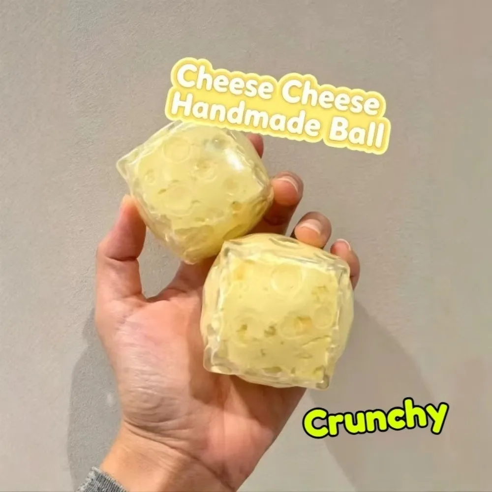 Crunchy Cheese Cube Crunchy Squeeze Ball Non-Bounce Cube Shape Cheese Shape Ball Shapeable Design Stress Relief Ball