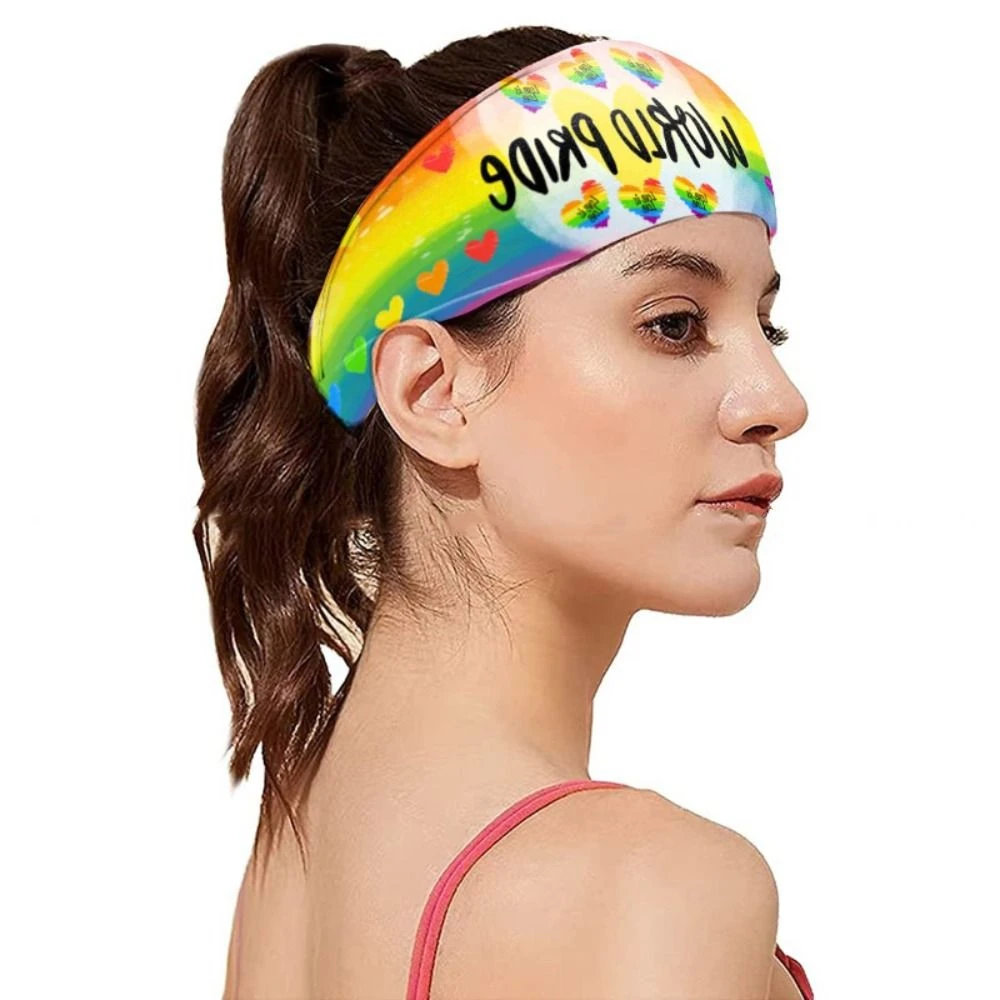 Sweet Parade Rainbow Elastic Headband Soft Sweat Absorbing Rainbow Headband Stretch Face Wash Sports Hairband Girls