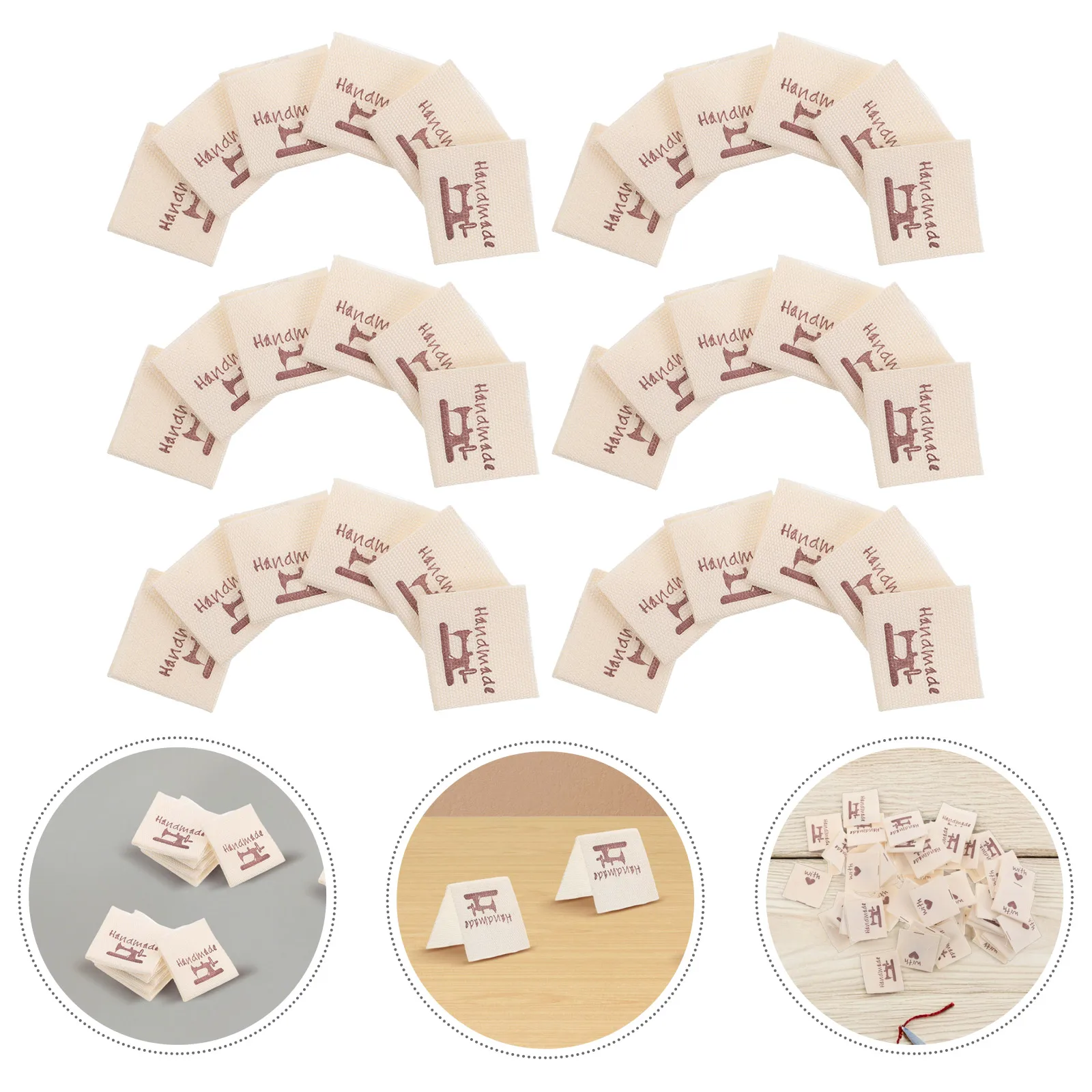 

100Pcs Handmade Polyester Fabric Labels Washable Sewing Tags for Clothing Bags Homemade Items Handmade Label Sewing Tag
