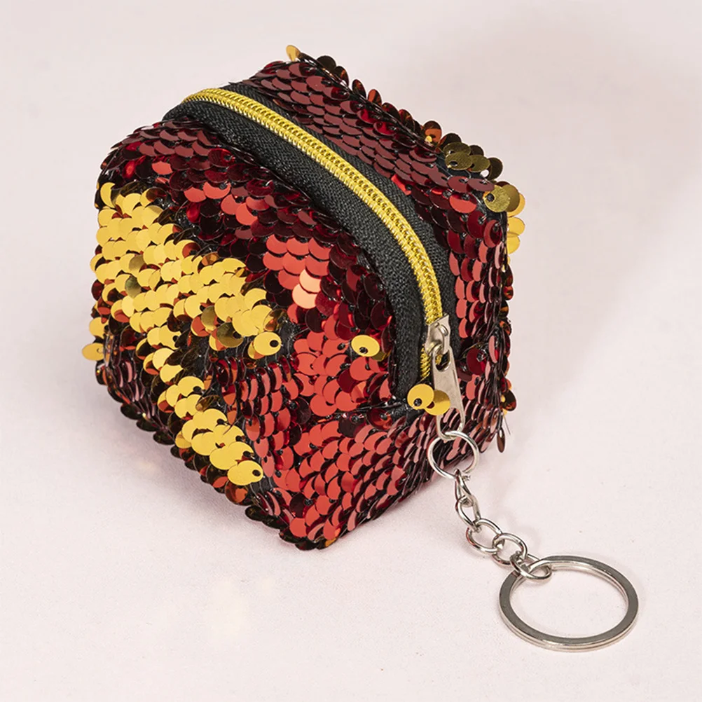 4Pcs Sequin Small Wallet Zippered Coin Purse Compact Short Purse Change Pouch Portable Key Holder Lightweight for Work Shopping