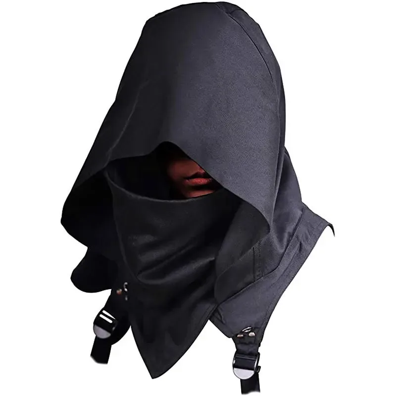 Cyberpunk Halloween Cosplay Hooded Cloak Medieval Role-playing Game Costume Accessory Steampunk Hat for Adults