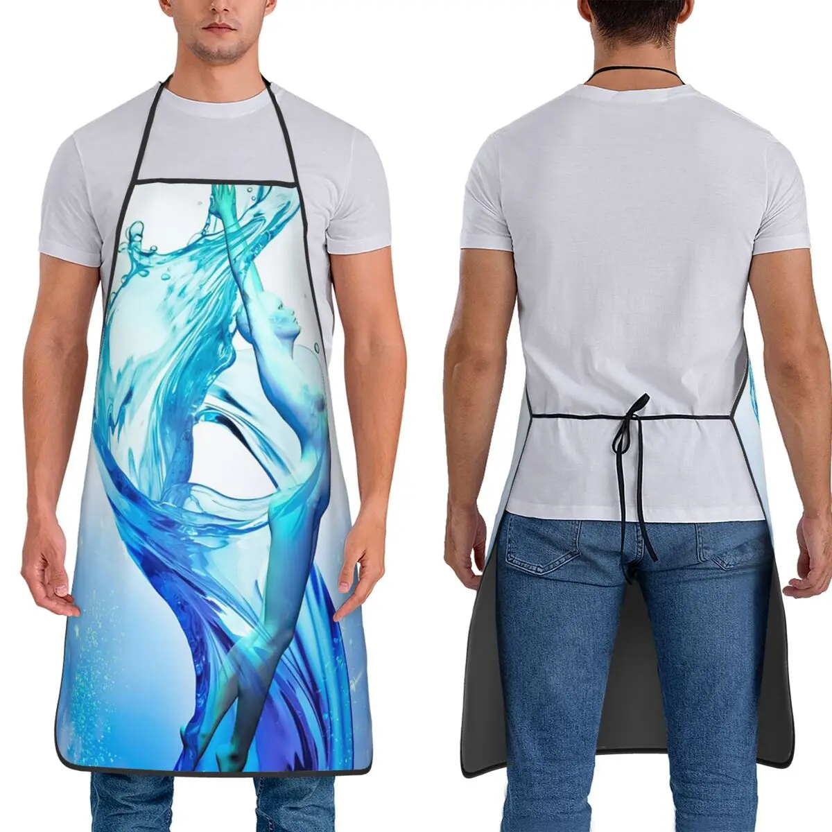 Ethereal Water Dancer Apron Chef Cuisine Tablier Waterproof Bib Kitchen Cleaning Pinafore for Women Men Painting