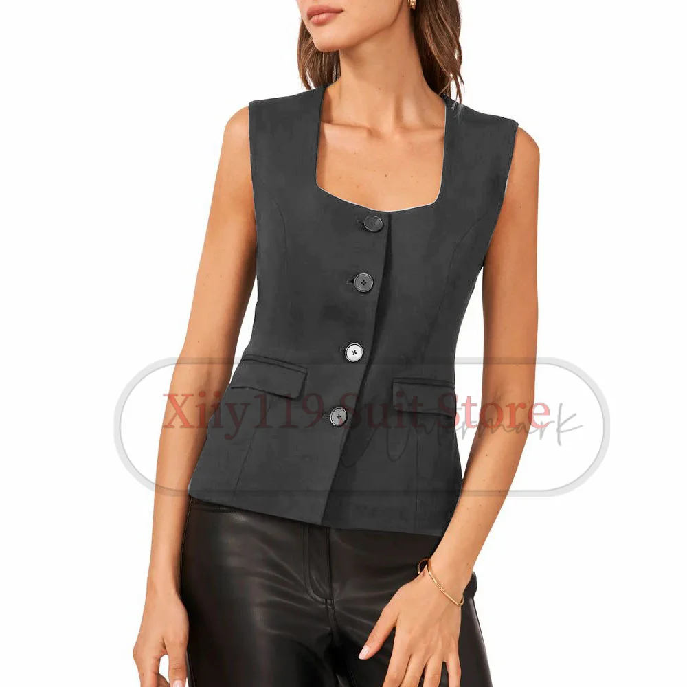 Sleeveless Vest Woman Women\'s New Solid Color Sleeveless Vest Single Breasted Simple Commuter Vest Vests Woman Trend 2024 Summer