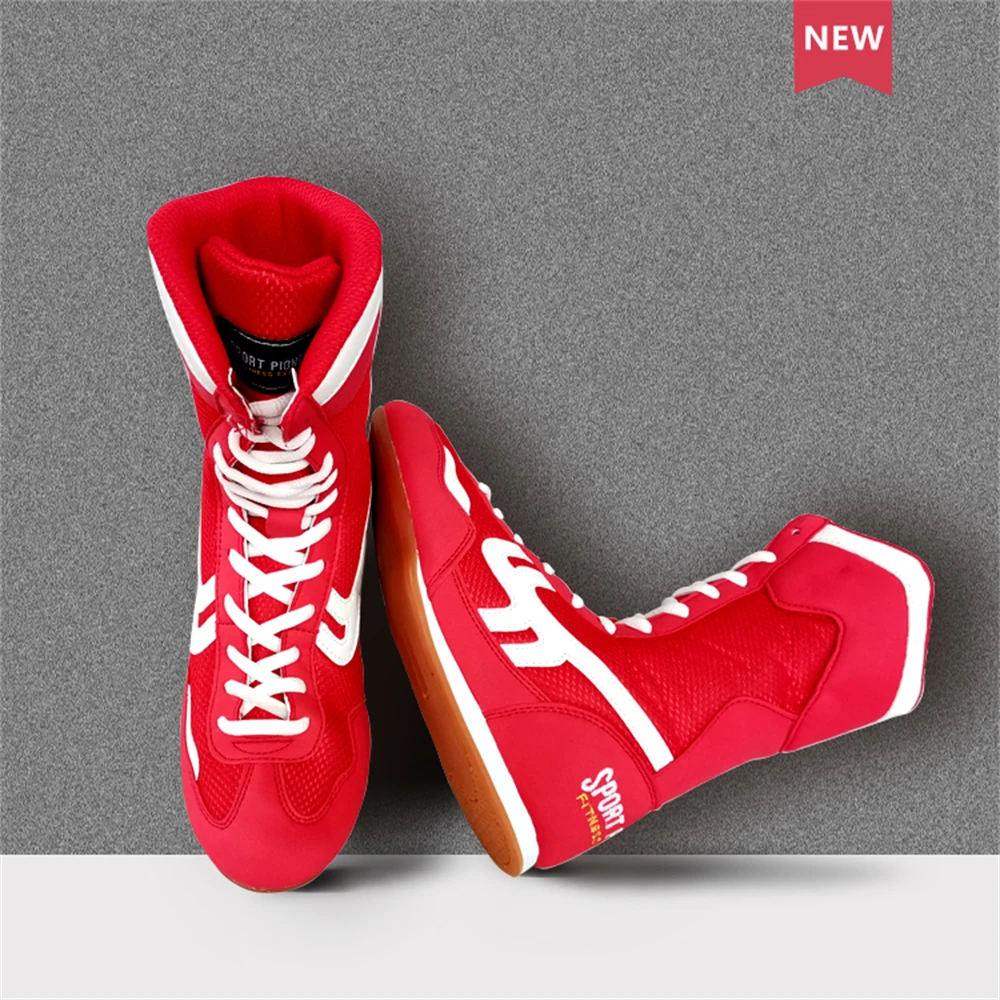 Professional Breathable Non-Slip High-Top Boxing Shoes Boots High Rubber Wrestling Sneakers For Man Women