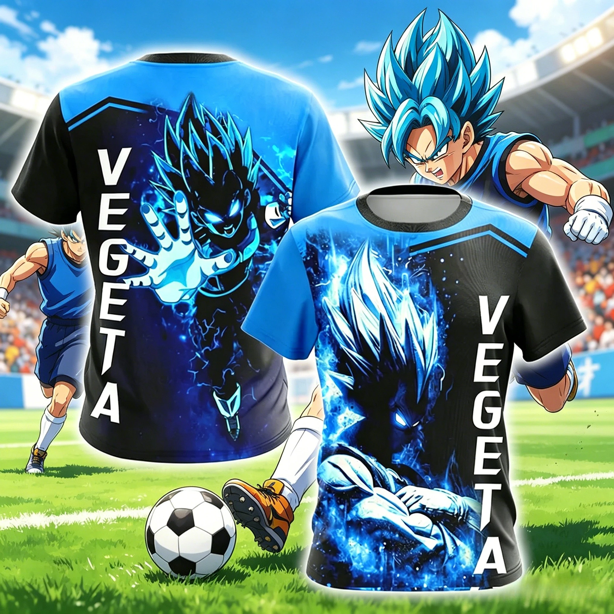 

2026 Summer New Adult Men's Dragon Ball Goku 3D Printed Football Jersey T-Shirt Kids Anime T-Shirt Special Football Jersey Y2k