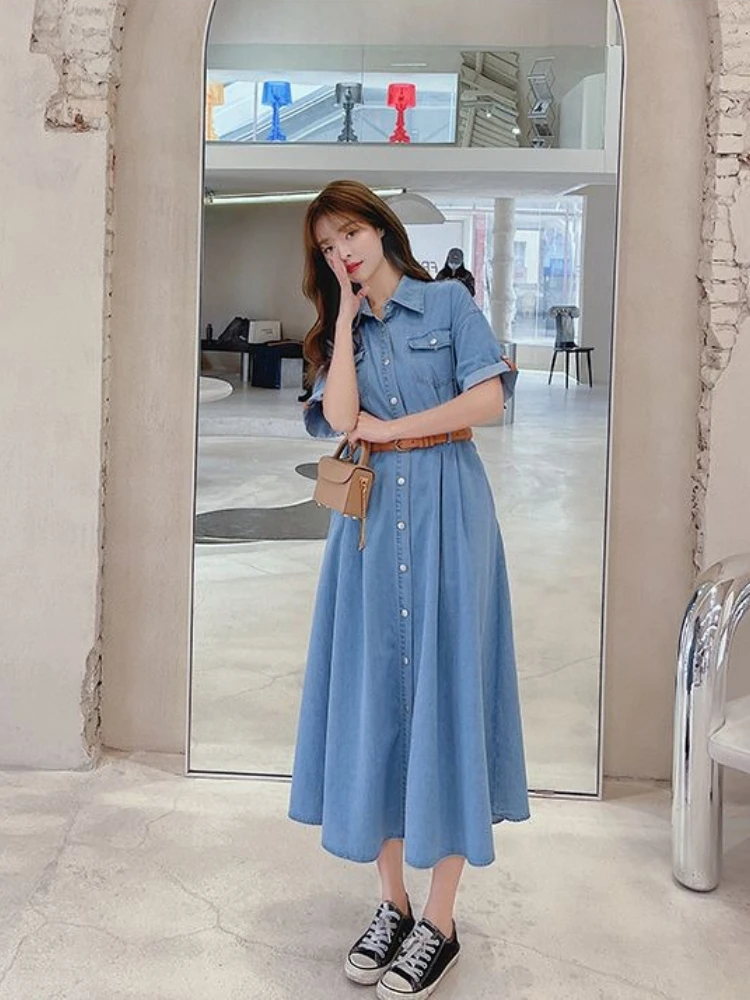 Damen-Jeanskleid 2026 Sommer N – Korean Style A Line Shirt Dress Bewertung und Preis