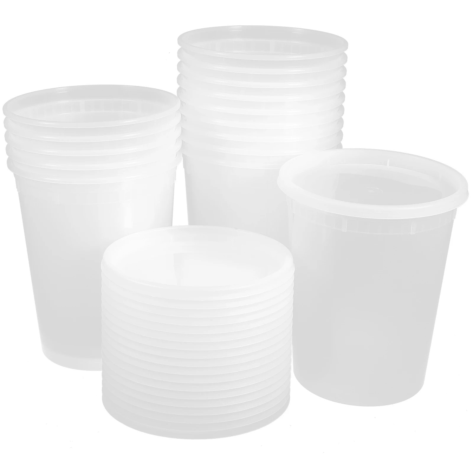 

20 Sets Sealed Takeout Boxes Soup Containers Lightweight Safe Material Porridge Ice Cream Storage Bowls Single Use Packaging
