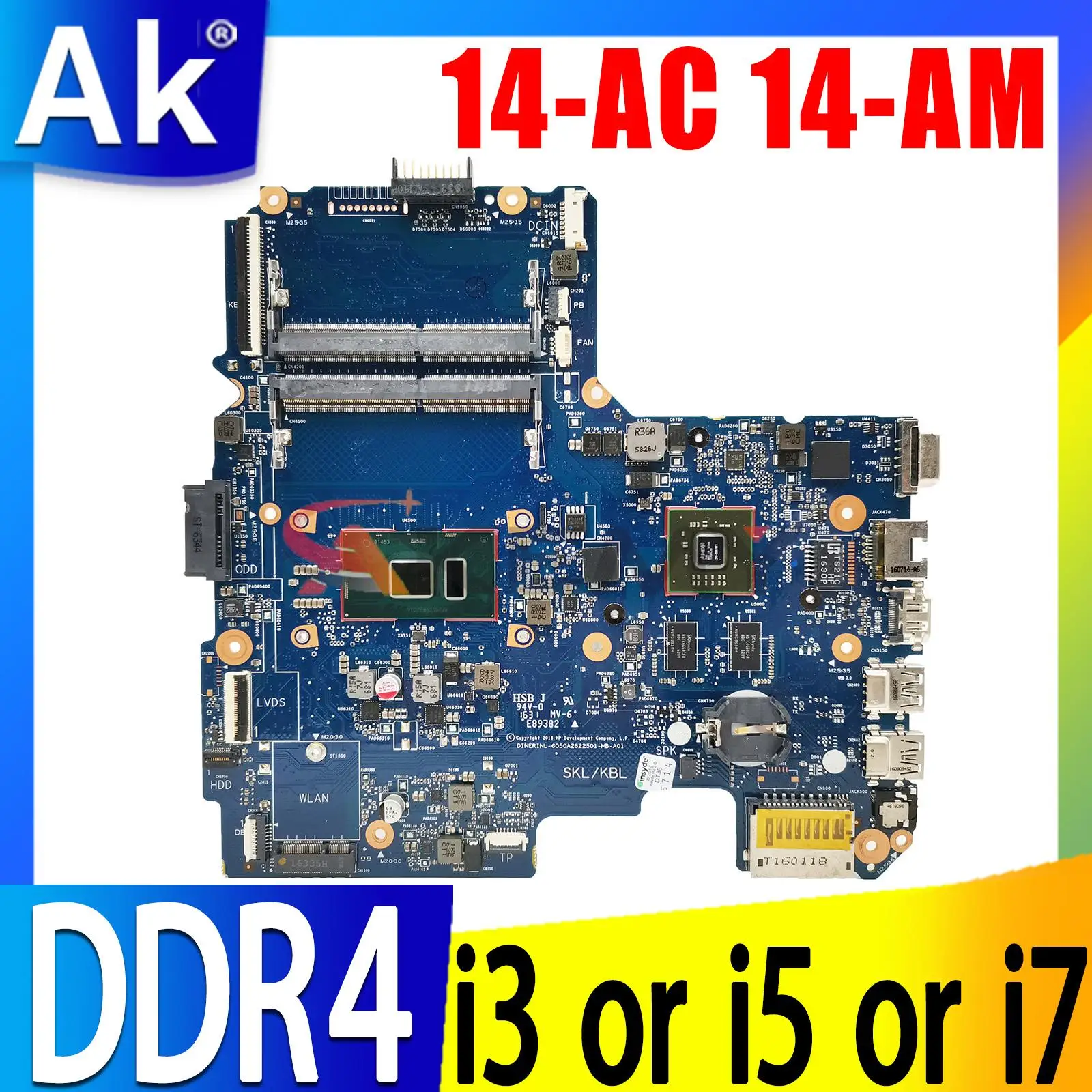 

6050A2822501 For HP Pavillion 240 G4 14-AC 14-AM 15-AM Laptop Motherboard with I3 I5 I7 CPU DDR4 100% Test work