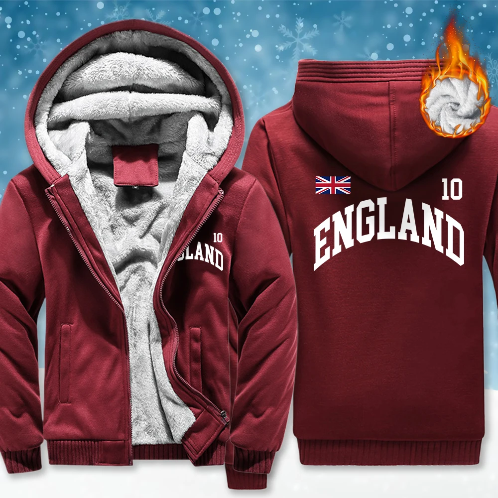 

England Letter Uk Print Zipper Jacket Men Casual Pocket Hoodies Fashion Loose Long Sleeve Mans Winter Thicken Fleece Clothing