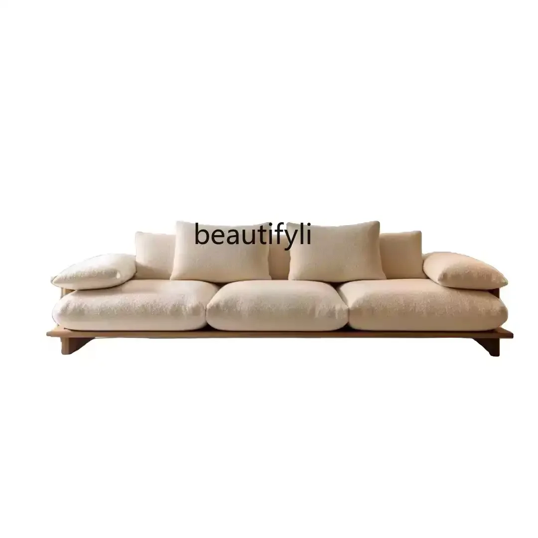 Wabi-sabi style Italian minimalist solid wood, sofa casual simple modern living room design module sofa