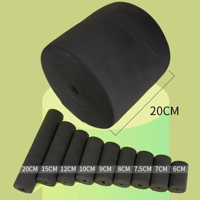 1/2M 7-40cm Black/White Elastic Band Extra Wide Rubber Bands for Abdomen Girdle Bungee Nylon Webbing Tape Sewing Bais Accessory