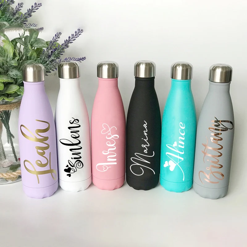 Personalized Bridesmaid Stainless Steel  Custom Name Water Bottle Sports Insulated Water Bottle Bride Bridesmaid Memorial Gift