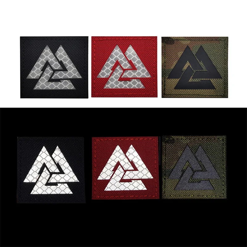 Valknut Valhalla Tactical Vikings IR Infrared Reflective Patch Raven Odin Symbol Blackbird  Military Badge Appliques