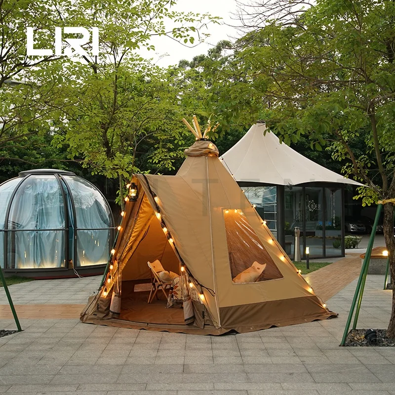 

Outdoor Large Tipi Indian Tent Canvas Camping Pyramid Tent for Glamping