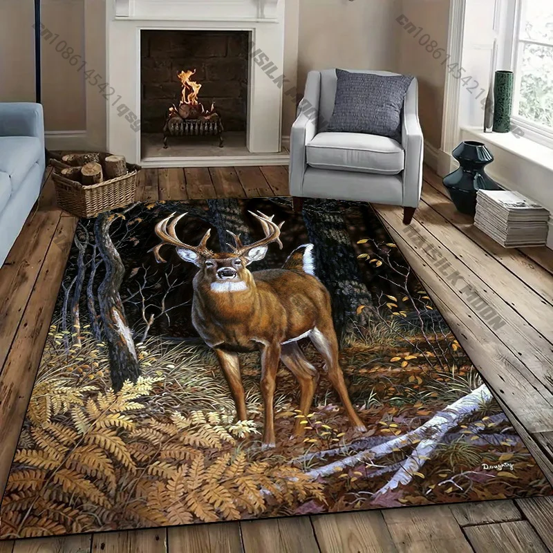 Free shipping! "Patriotic Deer Rug for Rustic Home Decor" carpet for home sofa bedroom, gift view 6