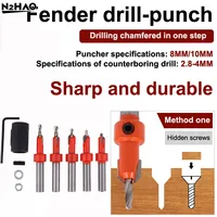 1Set 8mm Woodworking Countersink Router Drill Bit Set Screw Extractor Router Bits Hole Punch Woodworking Tools For Wood Drilling