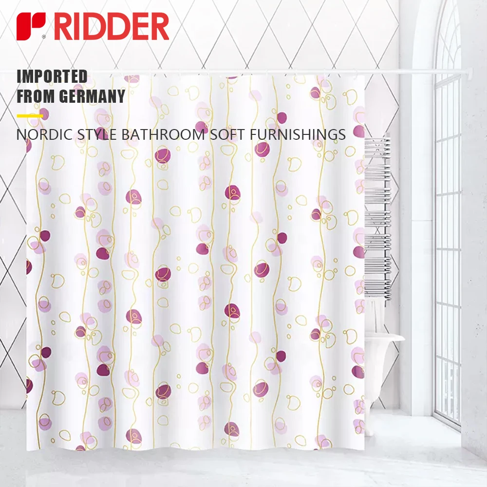 RIDDER Bathroom Shower Curtains polyester Waterproof Thickening Bath Curtain With Hooks Rustproof Metal Grommets Shower Curtain