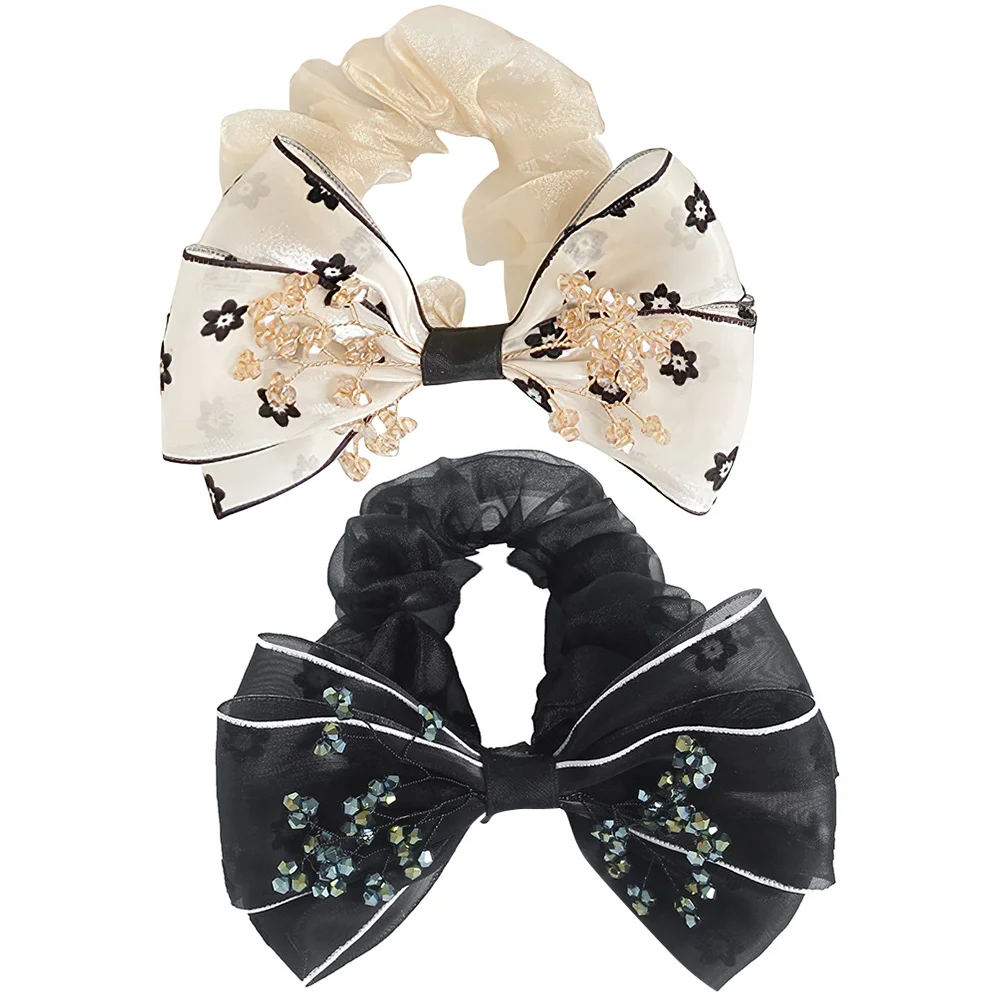 Sunflower Elastic Bowknot Hair Tie Girls nament Women Decoration Sweet Bow Styles Comfortable Versatile Daily Wear Hair