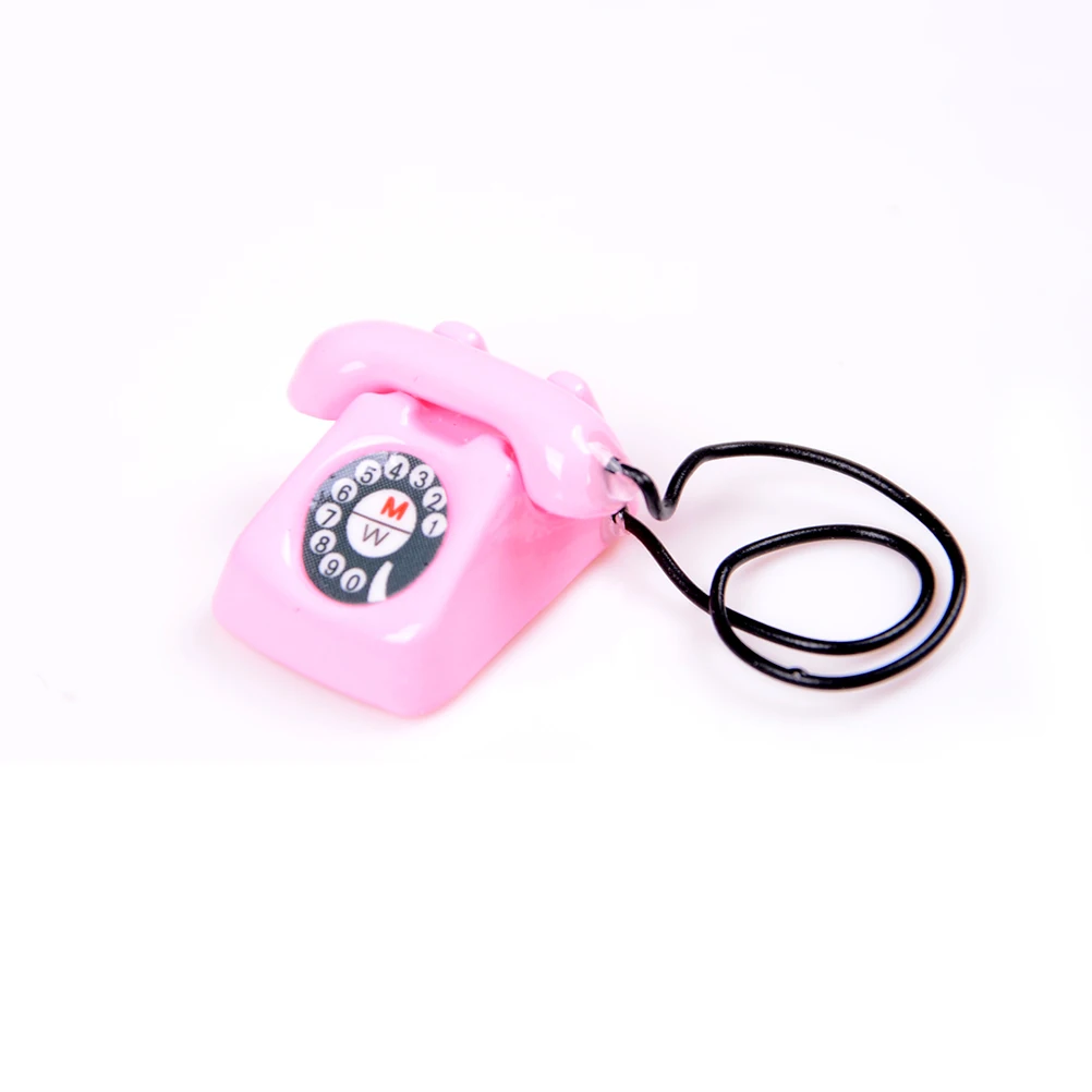 New 1/12 Dollhouse Miniature Simulated Fixed Telephone And Retro Telephones Model Dollhouse Furniture Children Pretend Play Toy