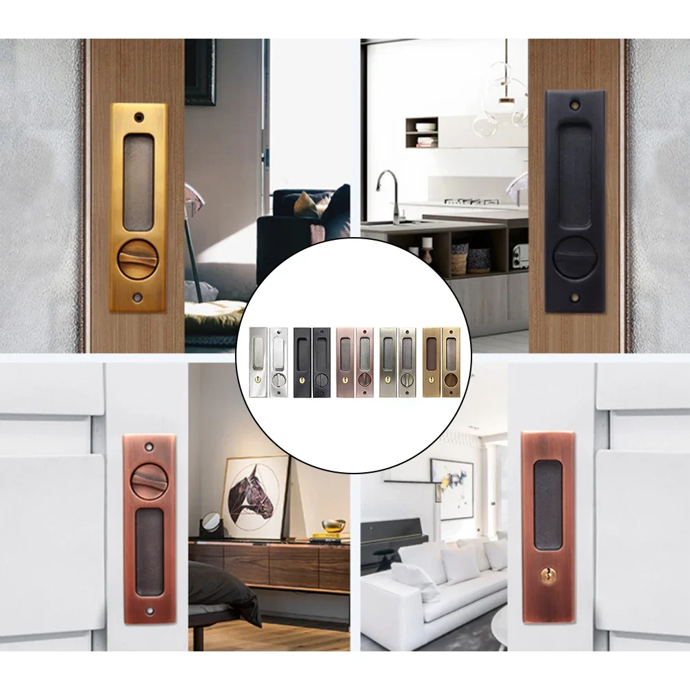 Invisible Sliding Door Lock com chave, gancho de cozinha interior, alça embutida, Varanda Hardware