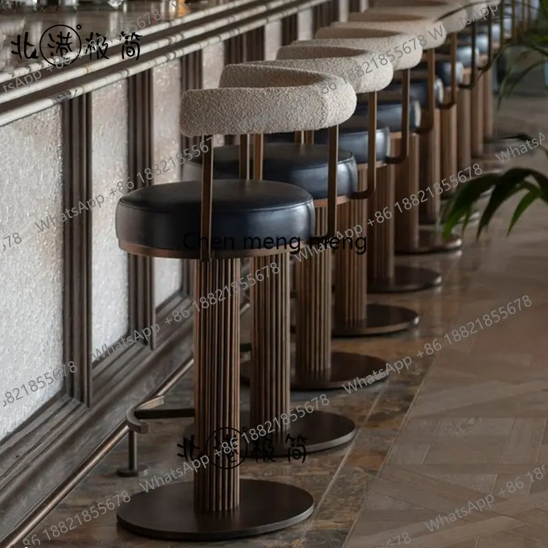 

Скандинавский барный стул из нержавеющей стали класса люкс, вращающийся, для отеля, кухонного острова, дома, высокий стул