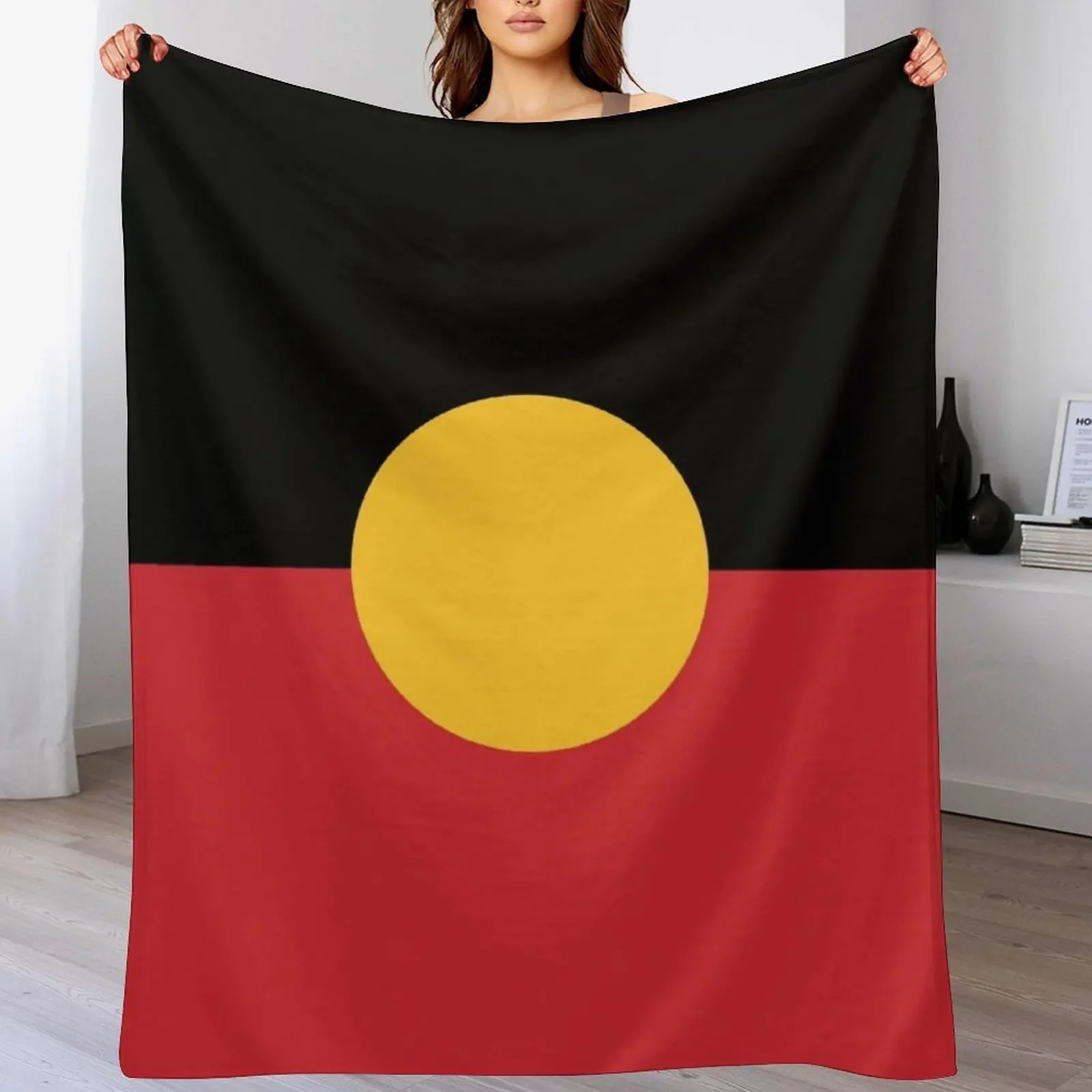 Aboriginal Flag #3 Throw Blanket Long Lasting Soft Plush Blanket for Daily Use