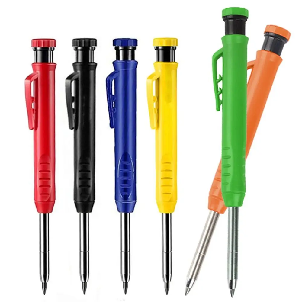 2.8mm Woodworking Pencil Built-in Sharpener Long Head Solid Carpenter Pencil Deep Hole Marking Metal Woodworking Marking Tool