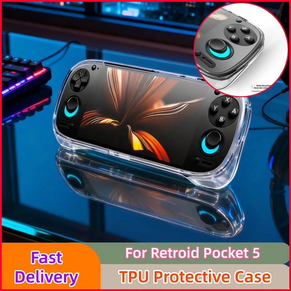 لـ Retroid Pocket 5 حافظة واقية شفافة من مادة TPU مضادة للانزلاق بتصميم مريح وغطاء حماية لوحدة التحكم في الألعاب المحمولة #1