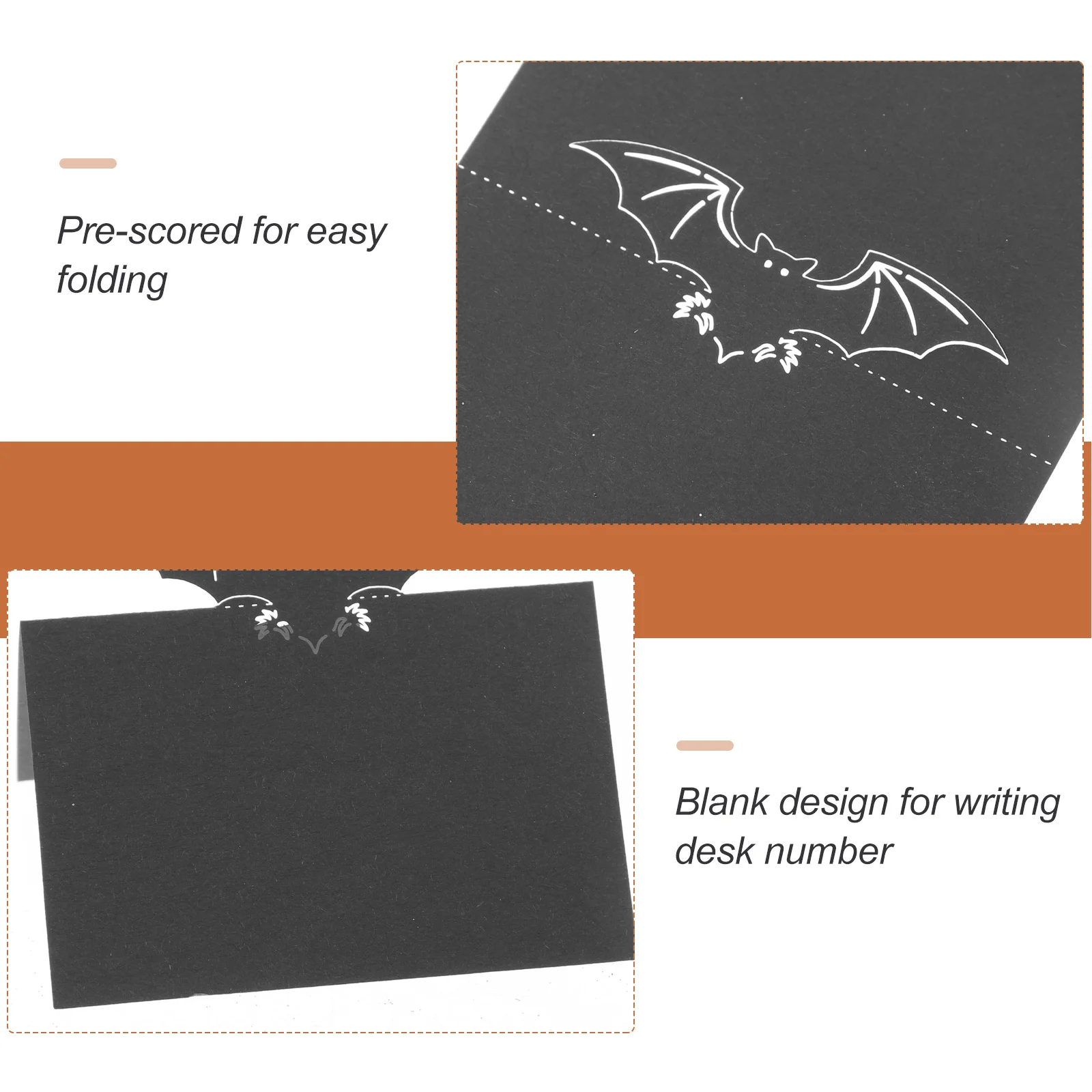 

50Pcs Creative Bat-Shaped Table Name Cards Surface for Guest Seats At Parties Weddings Wedding Table Numbers