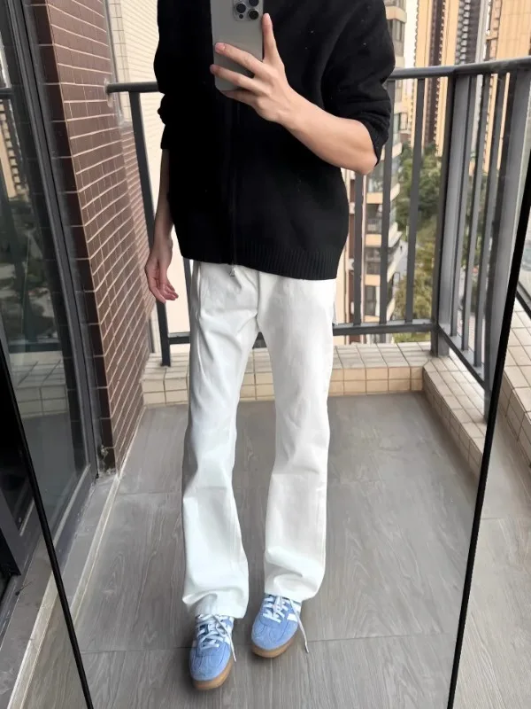 

Мужские джинсы Cleanfit White Knife Slim Fit: американские, в стиле High Street, прямые, слегка расклешенные, повседневные, молодежные, модные