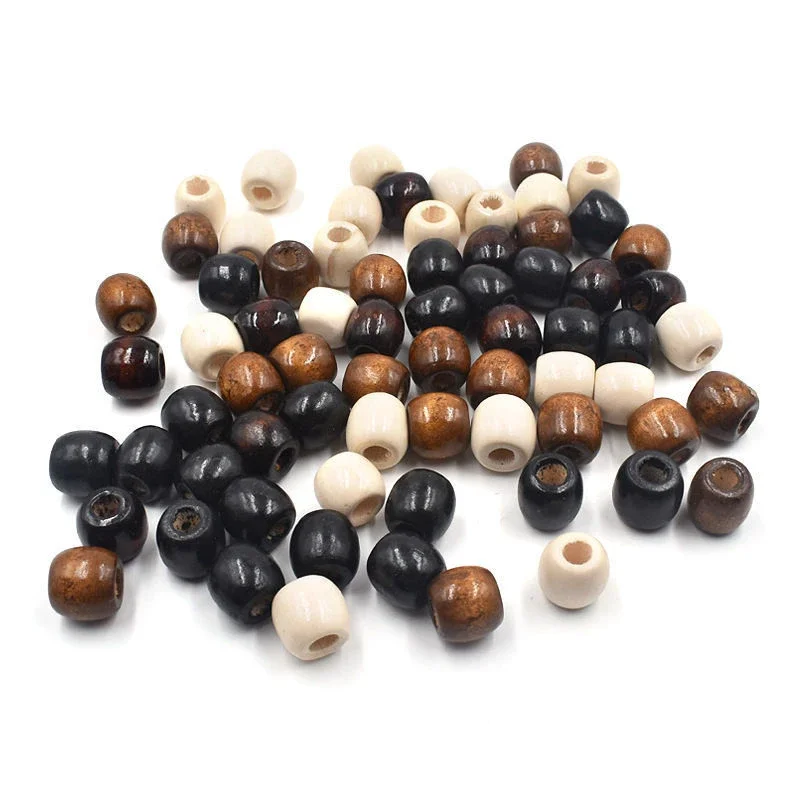 100PCS 5MM Maple Wood Beads Large Hole For DIY Jewelry Packaging Garment Accessories Crafting With Drawstring Pouch