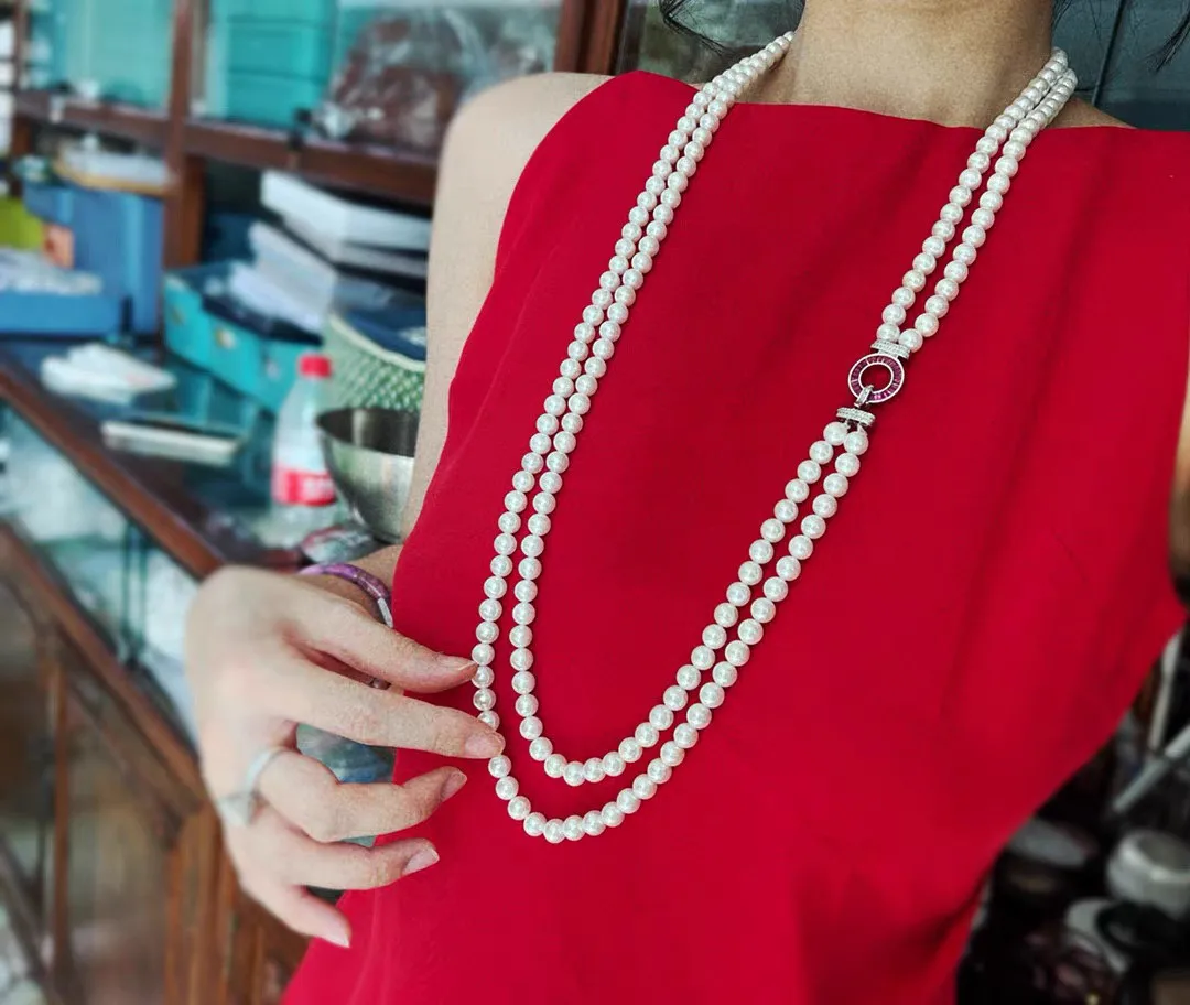 Double-layer/Necklace AAAA 5-6mm Natural Japanese Pearl Necklace 60-65cm - Customizable Sizes Available