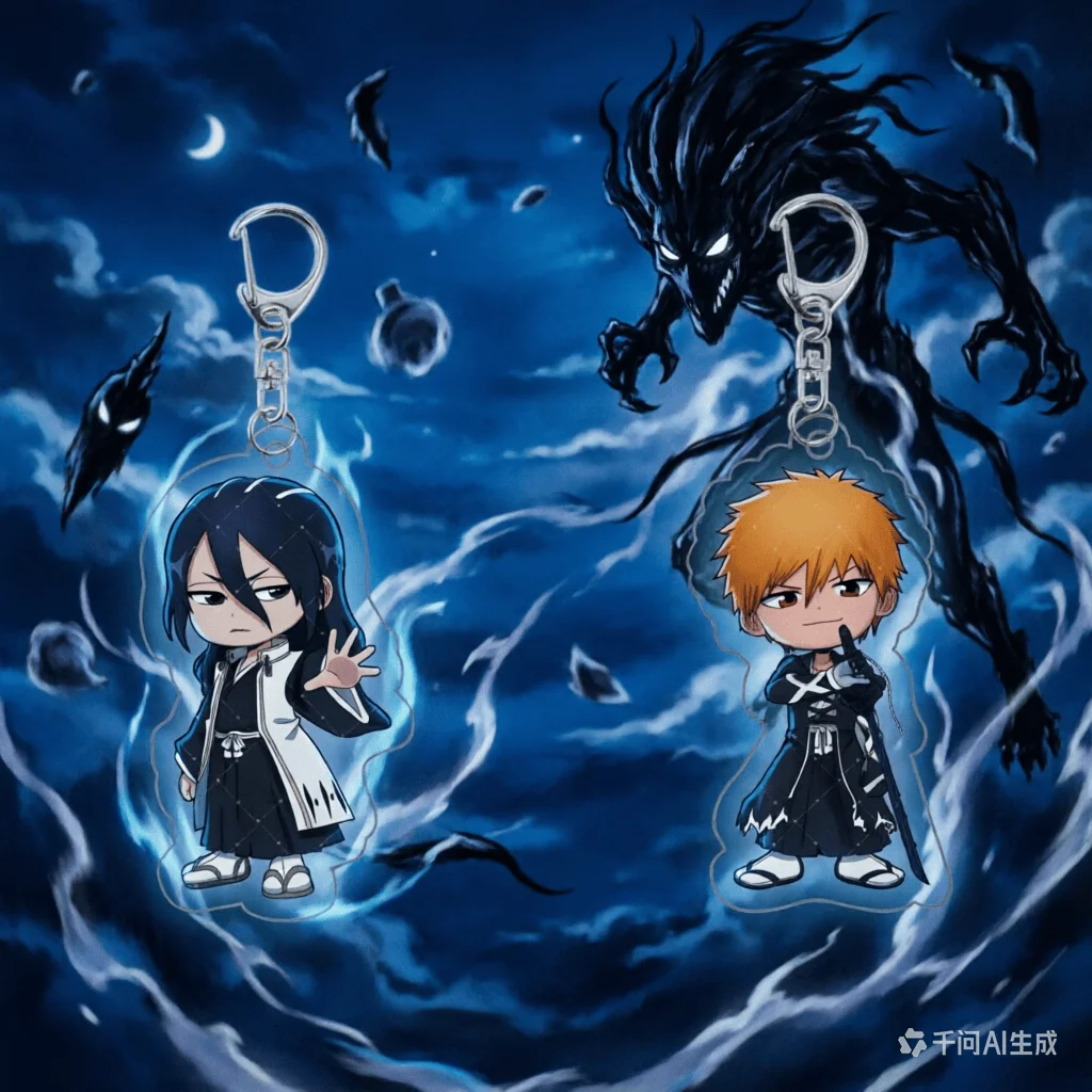 6cm Bleach Thousand-Year Blood War Acrylic Stand keychain Ichigo Rukia Toshiro Byakuya Chibi Figure, TYBW Anime Desktop Decor Ke