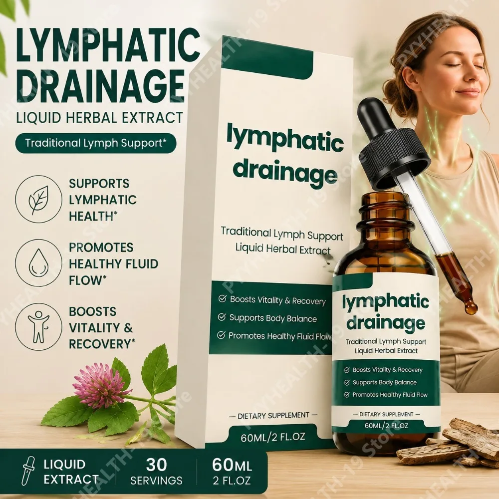 AMZ Lymphatic Drainage Drops Herbal Extract Cleavers Stillingia Red Clover For Lymph Flow Vitality Boost Body Balance Adult 60ml