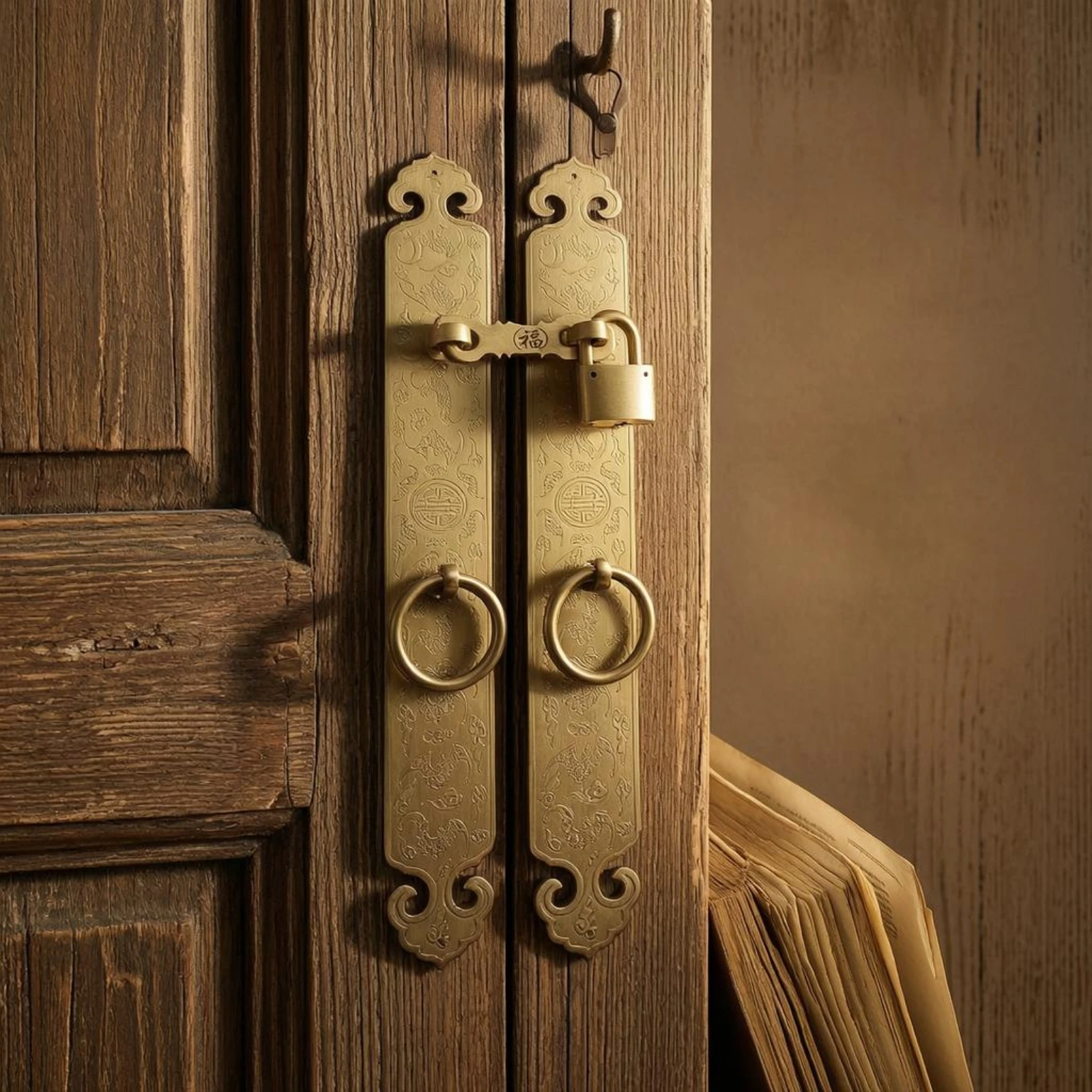 antique-style-door-pull-handles-engraved-hoop-handle-handles-door-latch-set-flat-profile-home-fittings-padlock-for-gates