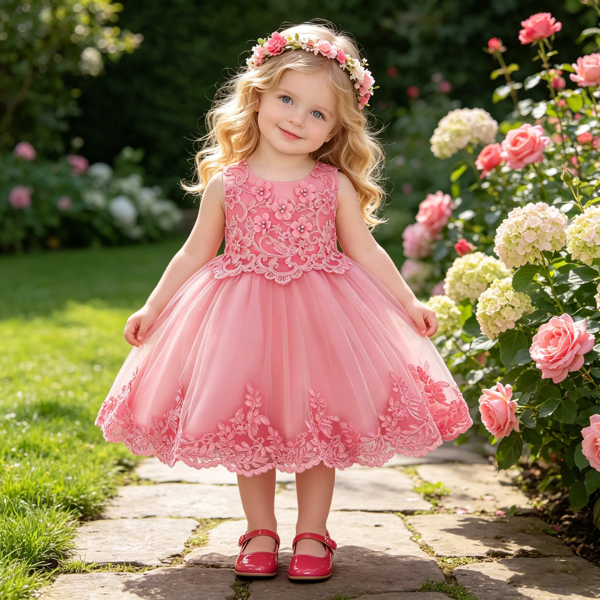 Sommer-Taufkleid für Babymädchen Elegantes Blumenkleid für 1. Geburtstag Hochzeit Prinzessinnenkleid Mädchen Erstkommunion Brautjungfernkleid