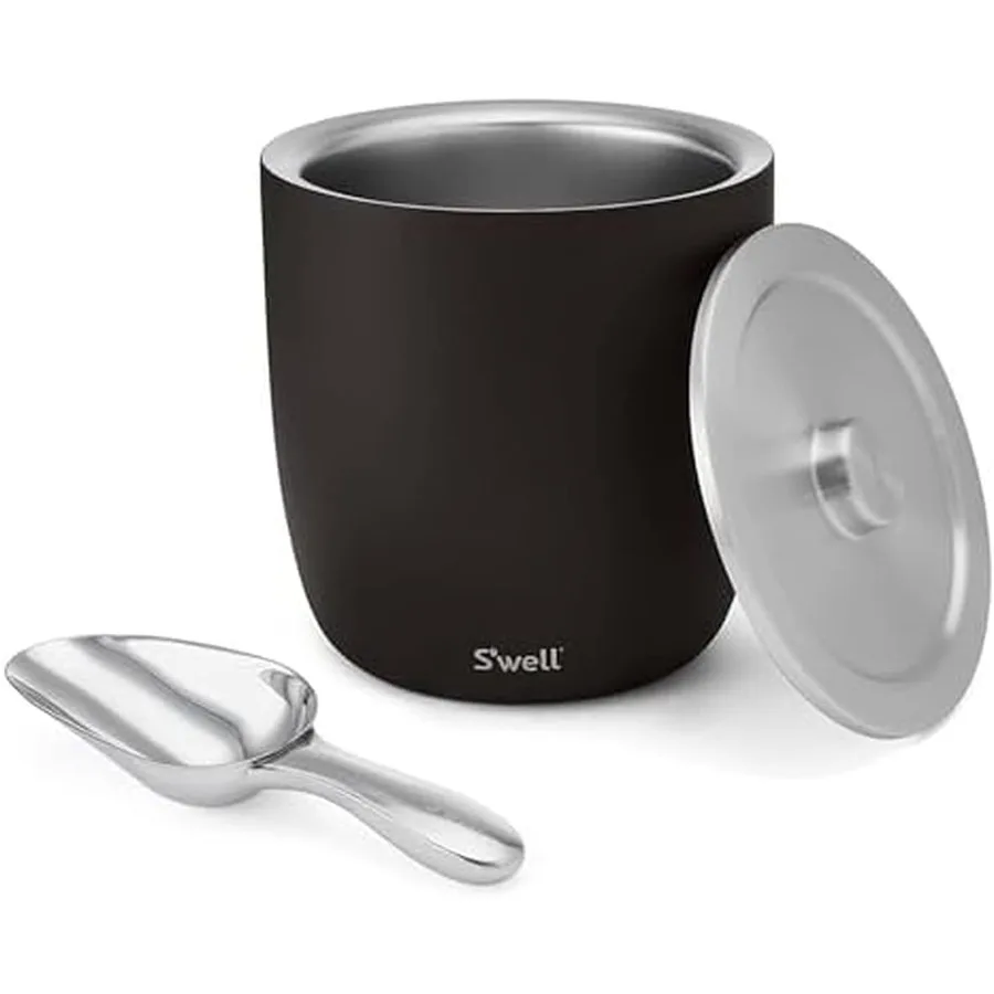 

Ведро для льда из нержавеющей стали XL, 100 унций, оникс, в комплект входит крышка и совок, трехслойный контейнер с вакуумной изоляцией, сохраняет ледодру для