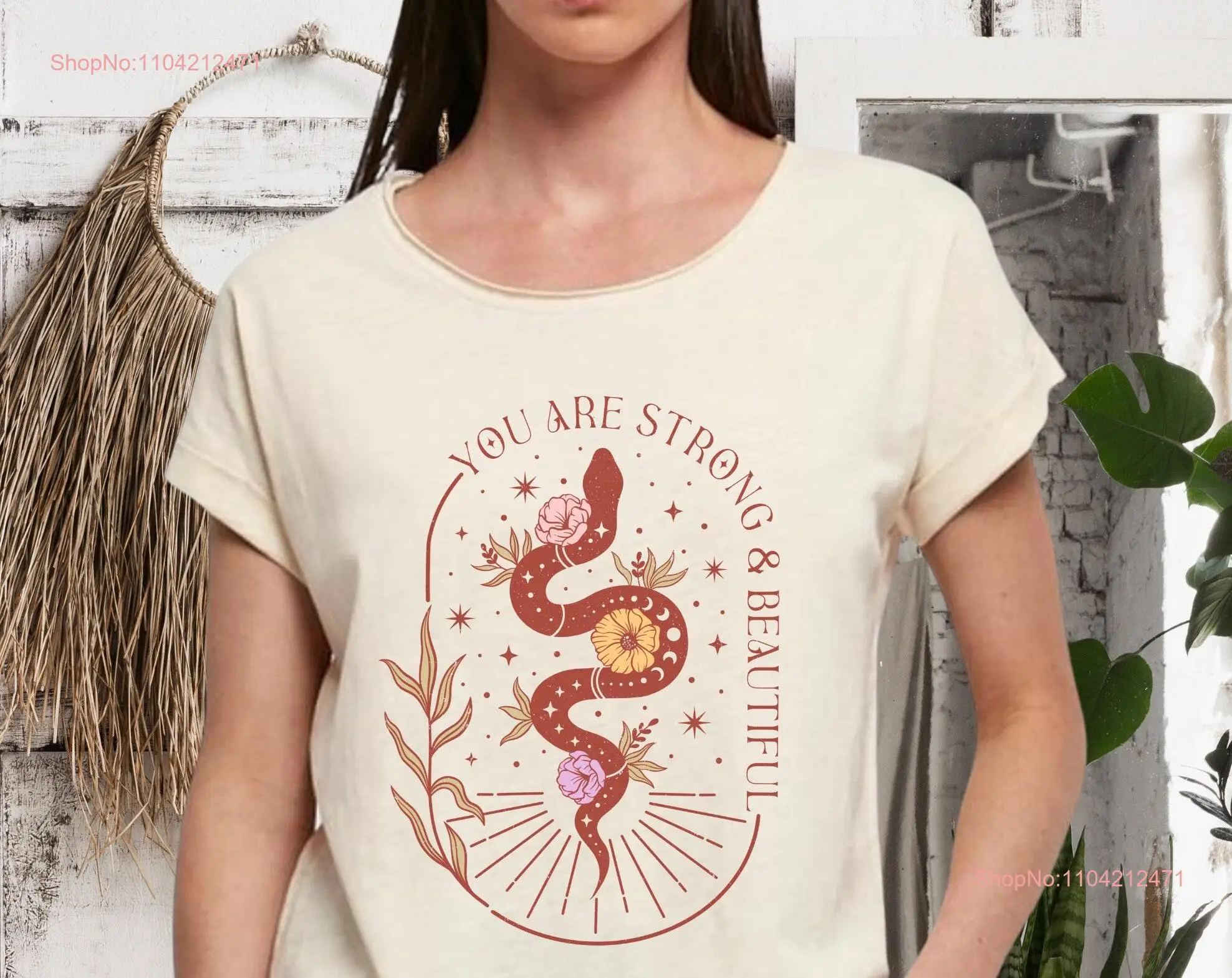 Women's Mystical Snake Scoop Neck T Shirt Celestial Moon Phase Boho Occult Good Energy Spirituality long or short sleeves