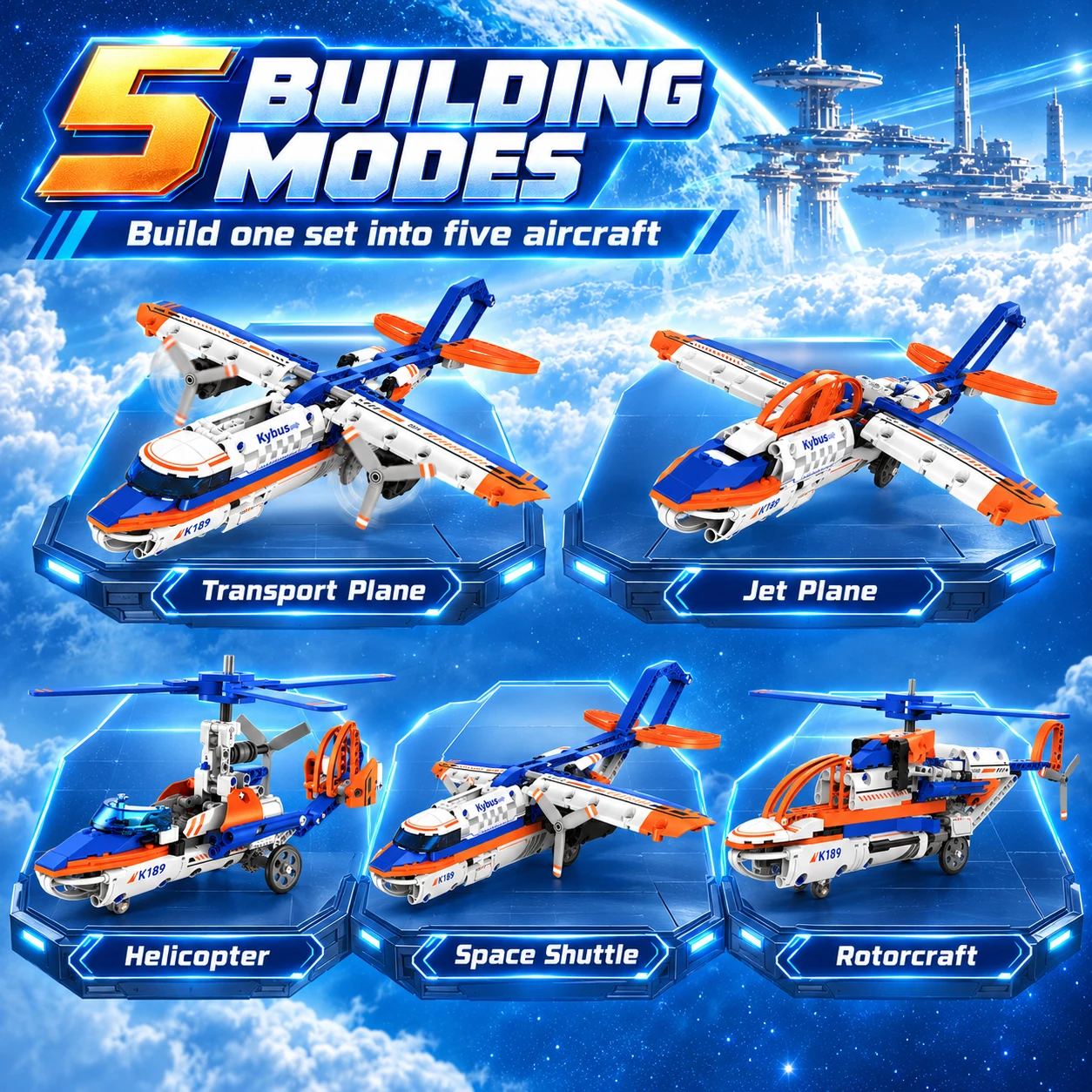 5IN1 STEM APP Control Aircraft Building Blocks, DIY Transformable Airplane Helicopter Bricks Toy for Kids 6+