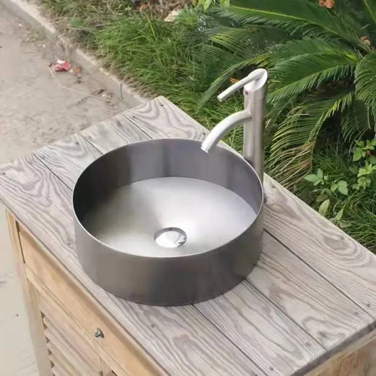 Luxury Style Golden Round Stainless Steel Countertop Wash Basin