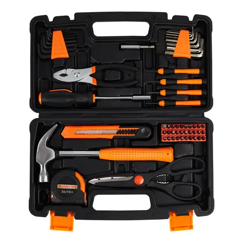 Tool Professional 57-Piece Tool Set - Industrial Hand Tools Kit for Home, Automotive, Carpentry, Electrical Repairs - Durable Portable Toolbox Included