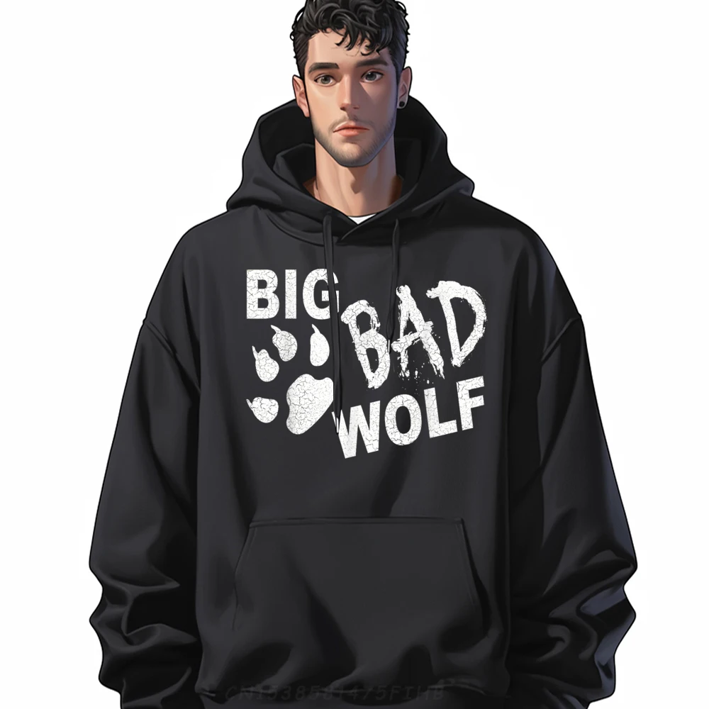 

Big Bad Wolf Paw White Funny Round Collar Hoodies Printed Long Sleeve Hip hop Sweatshirts Classic Party Hoodies