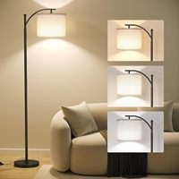 Arc Floor Lamp Modern Floor Lamp with 3 Color Temperatures Bulb Standing Lamps with Adjustable Hanging Lampshade for Living Room